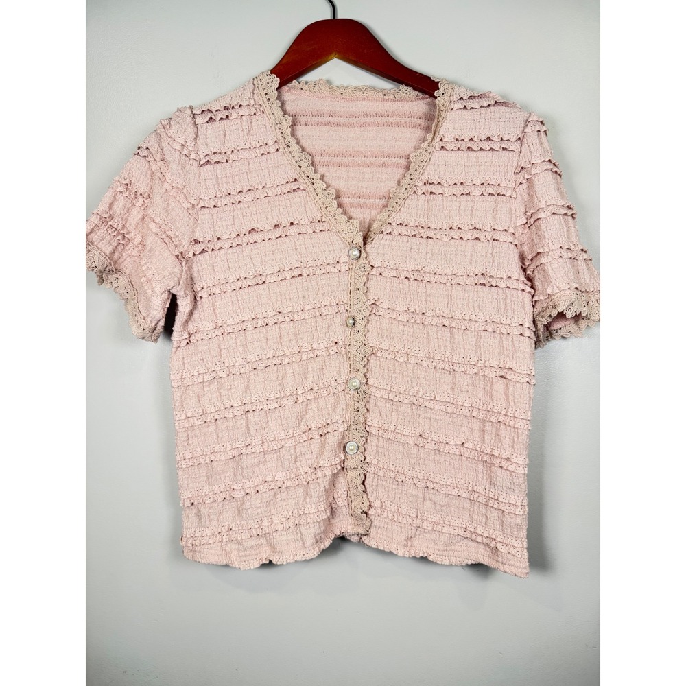 SHEIN Women's Top Small Romantic Regency Fairy Cottagecore Feminine Ruffles